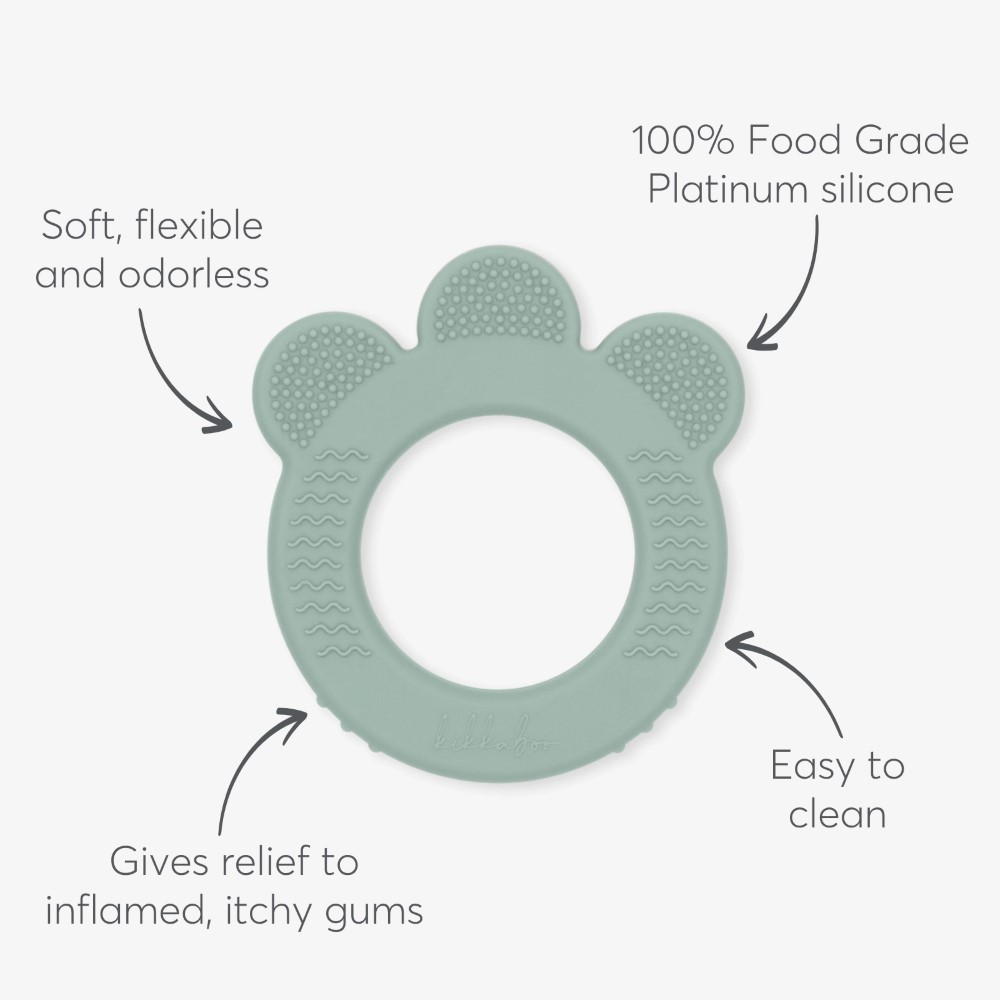 Η φωτογραφία δείχνει Προσφέρετε καταπραϋντική ανακούφιση και αισθητηριακή διέγερση με το οδοντοφυΐας από σιλικόνη πλατίνας – ειδικά σχεδιασμένο για να ανακουφίζει από την ενόχληση της οδοντοφυΐας, υποστηρίζοντας παράλληλα την ανάπτυξη του μωρού σας.