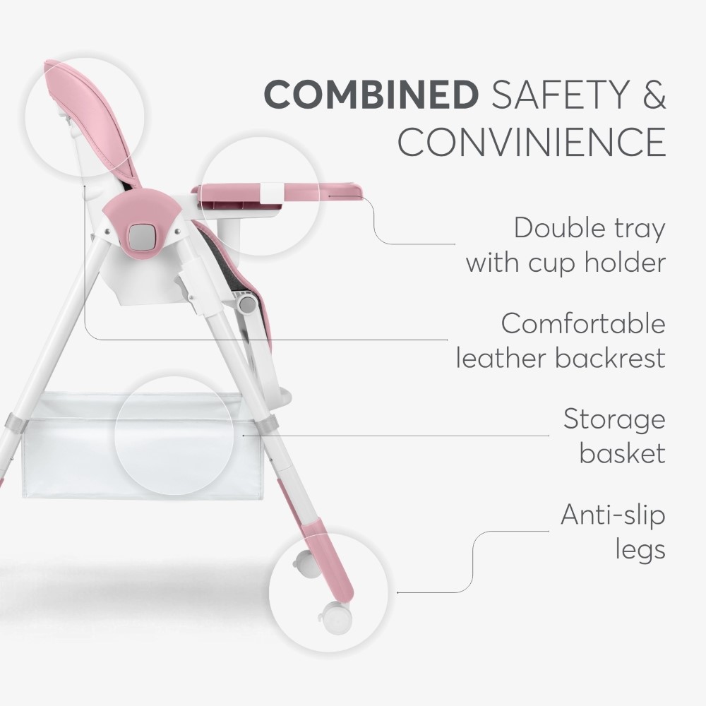 Η φωτογραφία δείχνει Το SPICY+ είναι ένα πλήρως ρυθμιζόμενο καρεκλάκι φαγητού, σχεδιασμένο για μικρά παιδιά που είναι έτοιμα να κάθονται μόνα τους.