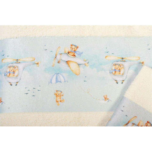 Πετσέτα Σετ 2 τεμ Με Ψηφιακή Εκτύπωση bebe Helicopter 307 30X50,70X140 Ecru 100% Cotton