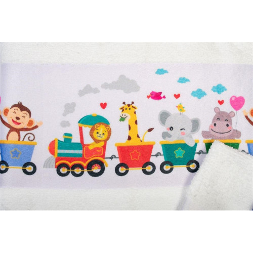 Πετσέτα Σετ 2 τεμ Με Ψηφιακή Εκτύπωση bebe Train 346 30X50,70X140 White 100% Cotton
