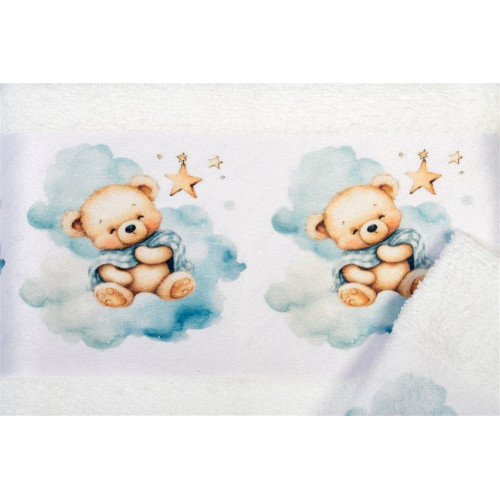 Πετσέτα Σετ 2 τεμ Με Ψηφιακή Εκτύπωση bebe Cute Bear 302 30X50,70X140 White 100% Cotton