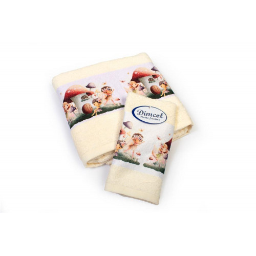 Πετσέτα Σετ 2 τεμ Με Ψηφιακή Εκτύπωση bebe Fairies 332 30X50,70X140 Ecru 100% Cotton