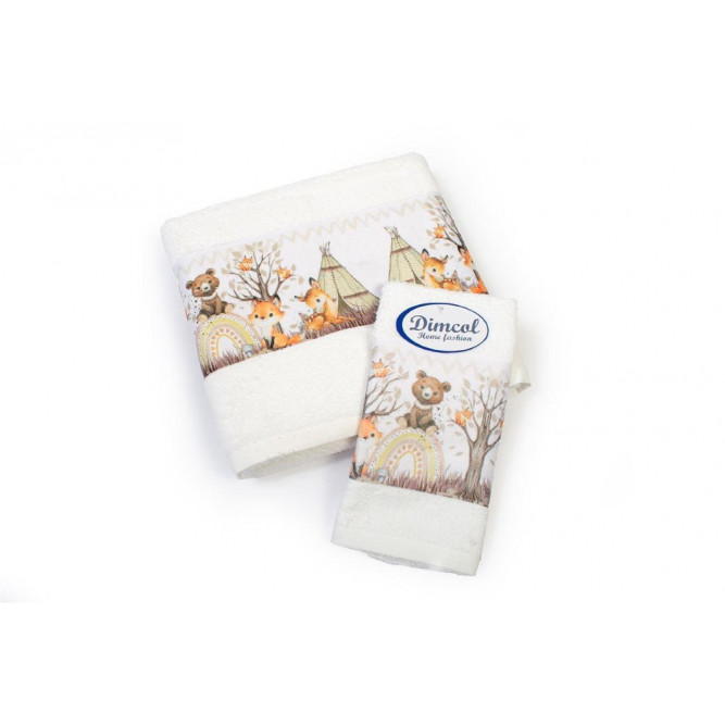 Η φωτογραφία δείχνει Σετ βρεφικές πετσέτες μπάνιου που περιέχει: 1 τεμάχιο πετσέτα χειρός διαστάσεων 30X50 cm και 1 τεμάχιο πετσέτα μπάνιου διαστάσεων 70X140 cm.