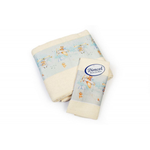 Πετσέτα Σετ 2 τεμ Με Ψηφιακή Εκτύπωση bebe Helicopter 307 30X50,70X140 Ecru 100% Cotton