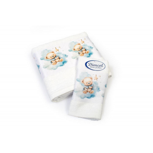 Πετσέτα Σετ 2 τεμ Με Ψηφιακή Εκτύπωση bebe Cute Bear 302 30X50,70X140 White 100% Cotton