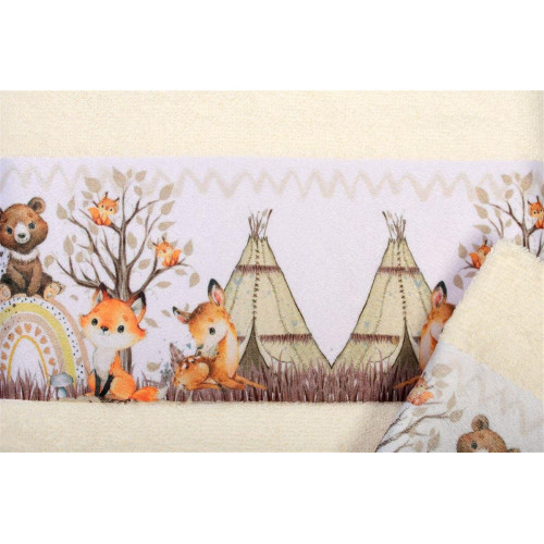 Πετσέτα Σετ 2 τεμ Με Ψηφιακή Εκτύπωση bebe Forest Animals 336 30X50,70X140 Ecru 100% Cotton