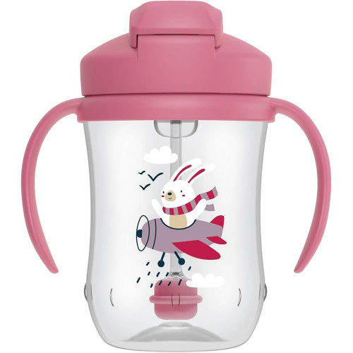 DR. BROWN'S Κύπελλο με εύπλαστο καλαμάκι 270 ml κορίτσι TC 91011-pink