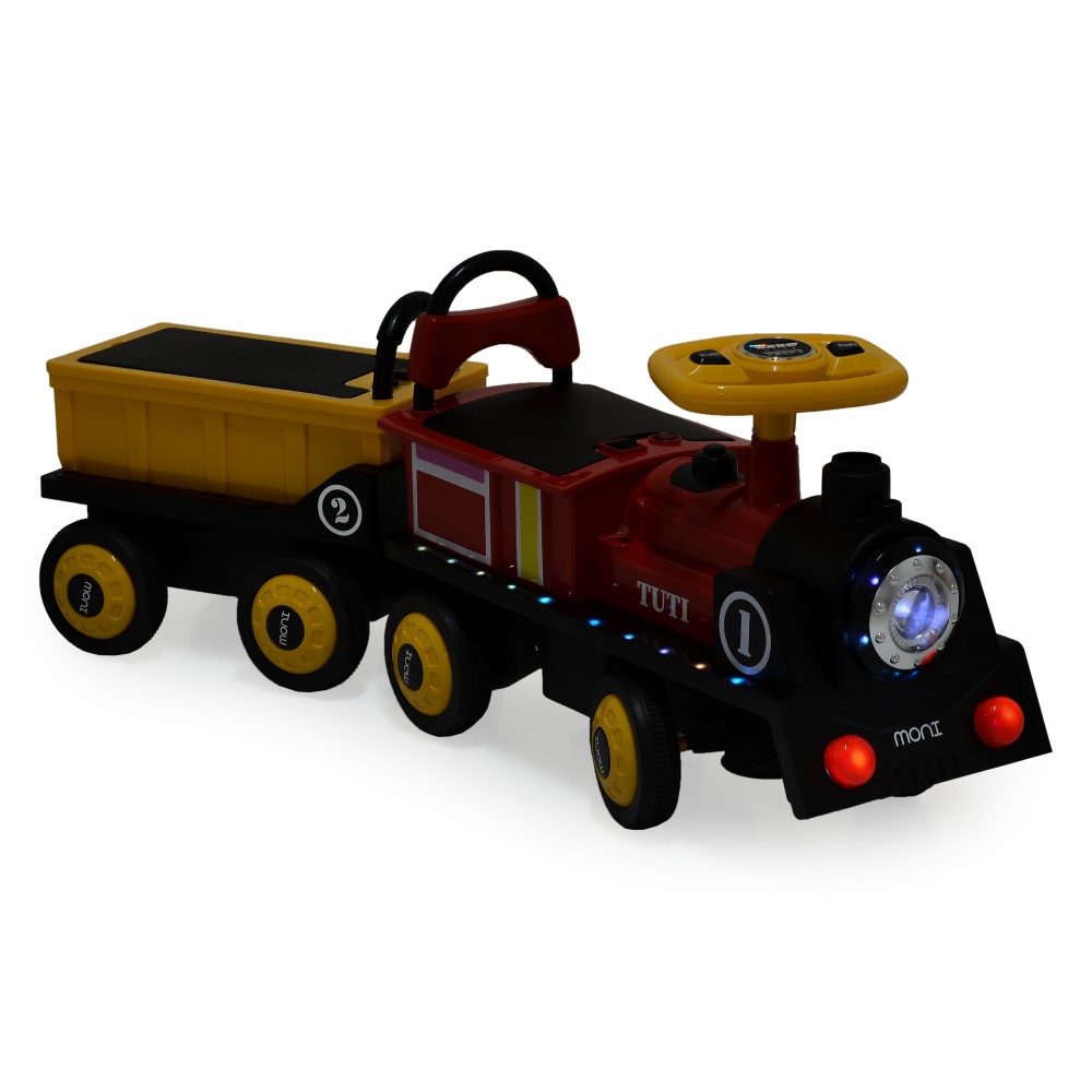 Το τρενάκι Tuti με μπαταρία από τη Moni έχει σχεδιαστεί για παιδιά ηλικίας 3 έως 8 ετών και προσφέρει μια καθηλωτική εμπειρία παιχνιδιού με ρεαλιστικά χαρακτηριστικά, μουσική, φώτα και ατμό.