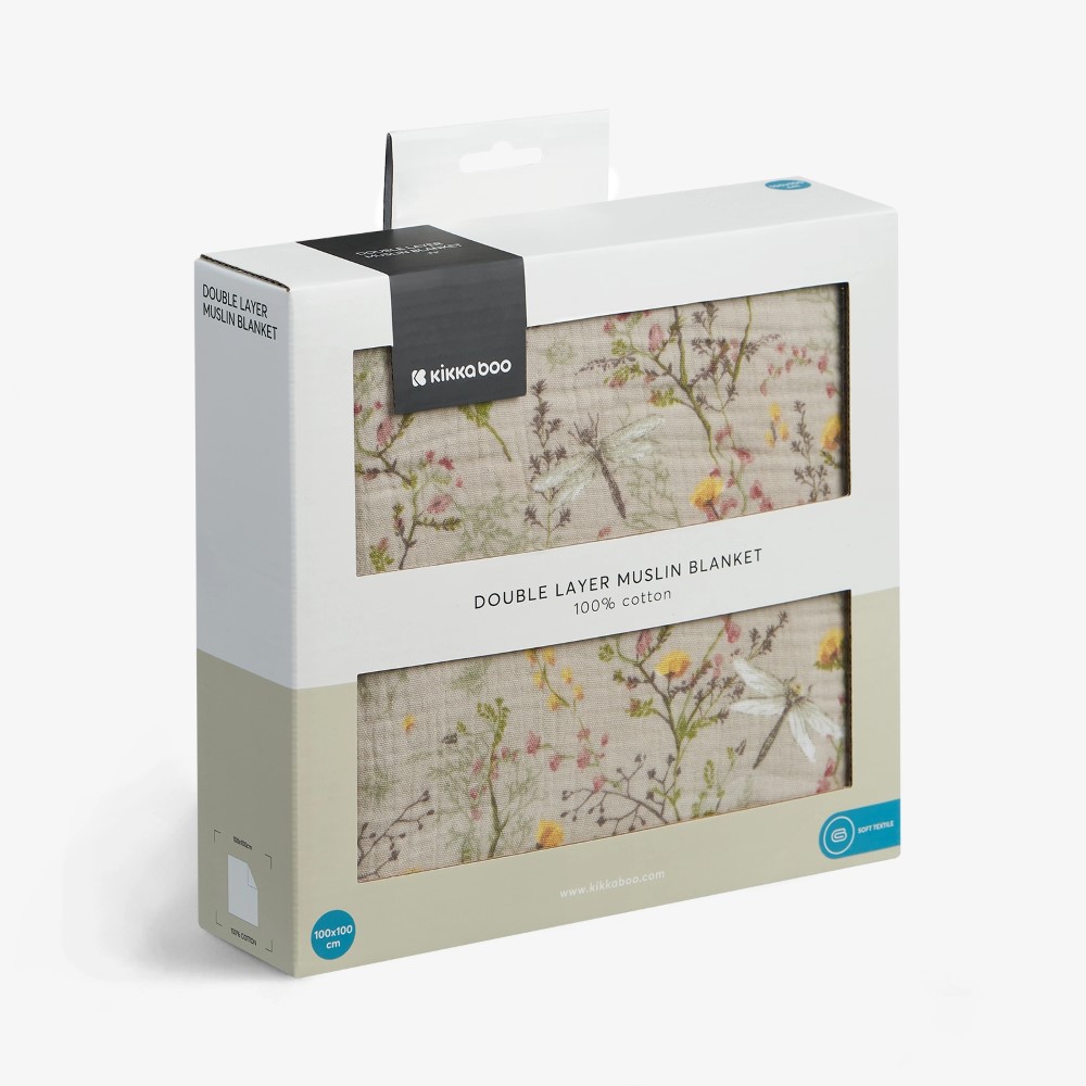 Η φωτογραφία δείχνει Τυλίξτε το μωρό σας με απαλότητα και άνεση με την κουβέρτα διπλής στρώσης μουσελίνα 100x100 cm.