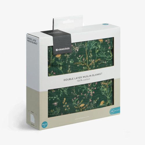 KIKKA BOO ΚΟΥΒΕΡΤΑ ΚΑΛΟΚΑΙΡΙΝΗ ΜΟΥΣΕΛΙΝΑ ΔΙΠΛΗΣ ΣΤΡΩΣΗΣ 100X100 SECRET GARDEN GREEN 31103010102
