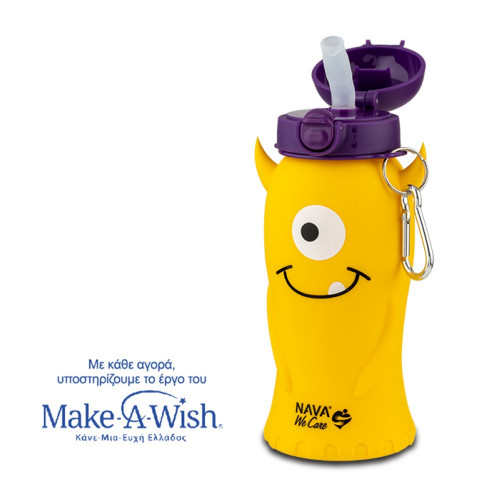 NAVA Μπουκάλι νερού σιλικόνης κίτρινο monster "We Care" 500ml 10-006-015