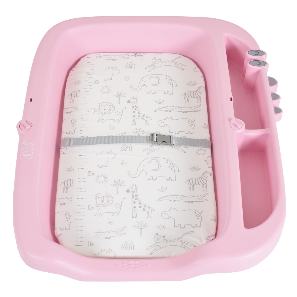 Η φωτογραφία δείχνει Πολυλειτουργική Αλλαξιέρα Croco, CangarooΚατάλληλη από τη γέννηση έως 12 μήνες και μέγιστο βάρος 15 κιλάΒασικά χαρακτηριστικά:• Σχεδιασμένη για αλλαγή πάνας, ντύσιμο, φροντίδα μωρού και μασάζ• Μαλακό στρώμα αλλαγής με κλίμακα μέτρησης και αφαιρούμενο κάλυμμα για εύκολο καθάρισμα