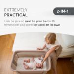 Το Bedside Crib NOAH είναι σχεδιασμένο για βρέφη από τη γέννηση έως 6 μηνών, παρέχοντας ένα ασφαλές, άνετο μέρος ακριβώς δίπλα στο κρεβάτι σας βοηθώντας τόσο τους γονείς όσο και το μωρό να επιτύχουν έναν ήσυχο και εύκολο νυχτερινό ύπνο.