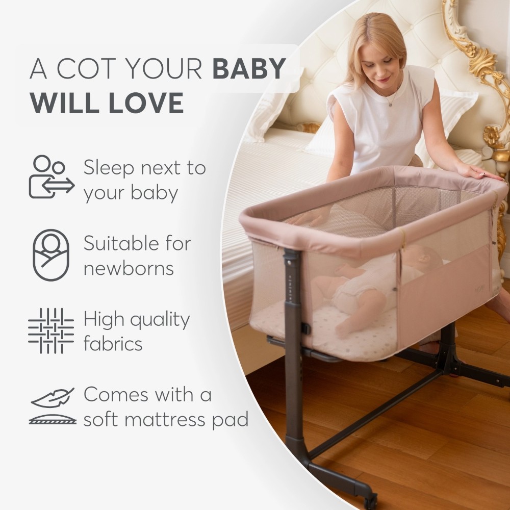 Το Bedside Crib NOAH είναι σχεδιασμένο για βρέφη από τη γέννηση έως 6 μηνών, παρέχοντας ένα ασφαλές, άνετο μέρος ακριβώς δίπλα στο κρεβάτι σας βοηθώντας τόσο τους γονείς όσο και το μωρό να επιτύχουν έναν ήσυχο και εύκολο νυχτερινό ύπνο.