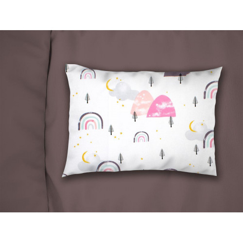 DIMCOL Μαξιλαροθήκη Εμπριμέ bebe Rainbow 575 35X45 White-Pink 100% Cotton