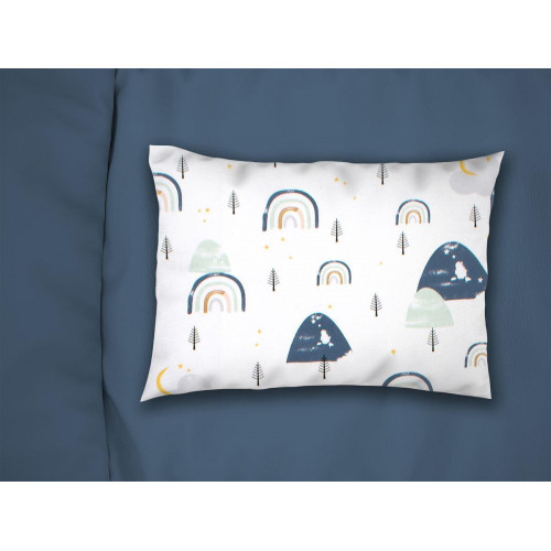 DIMCOL Μαξιλαροθήκη Εμπριμέ bebe Rainbow 574 35X45 White-Blue 100% Cotton
