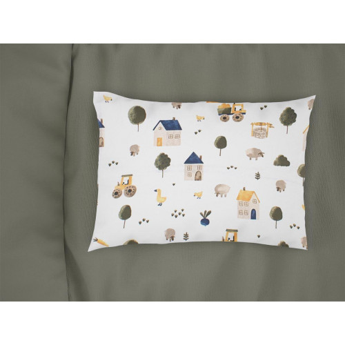 DIMCOL Μαξιλαροθήκη Εμπριμέ bebe Village 579 35X45 White-Green 100% Cotton