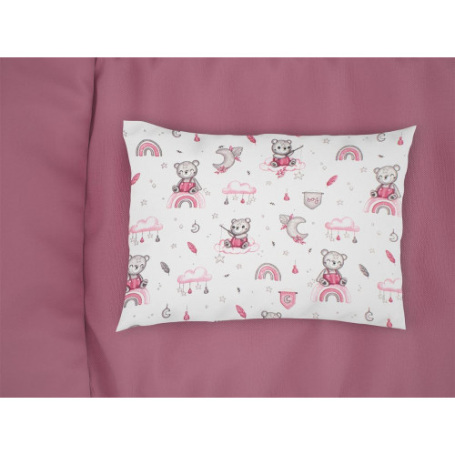 DIMCOL Μαξιλαροθήκη Εμπριμέ bebe Cloudy Bear 582 35X45 White-Pink 100% Cotton