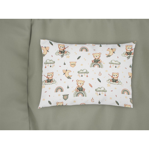 DIMCOL Μαξιλαροθήκη Εμπριμέ bebe Cloudy Bear 581 35X45 White-Olive 100% Cotton