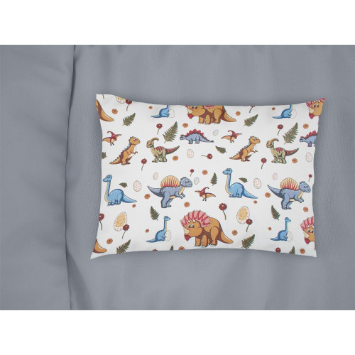 DIMCOL Μαξιλαροθήκη Εμπριμέ bebe Dinosaur 519 35X45 White-Blue 100% Cotton