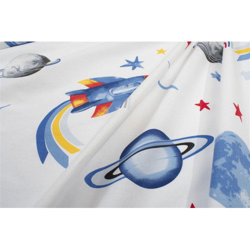 DIMCOL Σεντονάκι Λίκνου bebe Space Mission 184 80X110 White-Blue 100% Cotton