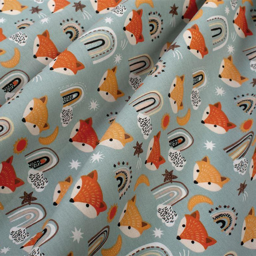 DIMCOL Σεντονάκι Λίκνου bebe Fox 528 80X110 Pale Cyan 100% Cotton