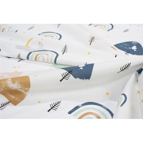 DIMCOL Σεντονάκι Λίκνου bebe Rainbow 574 80X110 White-Blue 100% Cotton