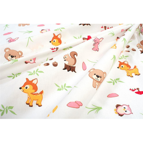 DIMCOL Σεντονάκι Λίκνου bebe Forest Animals 571 80X110 White-Pink 100% Cotton