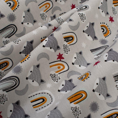 DIMCOL Σεντονάκι Λίκνου bebe Fox 527 80X110 Grey 100% Cotton