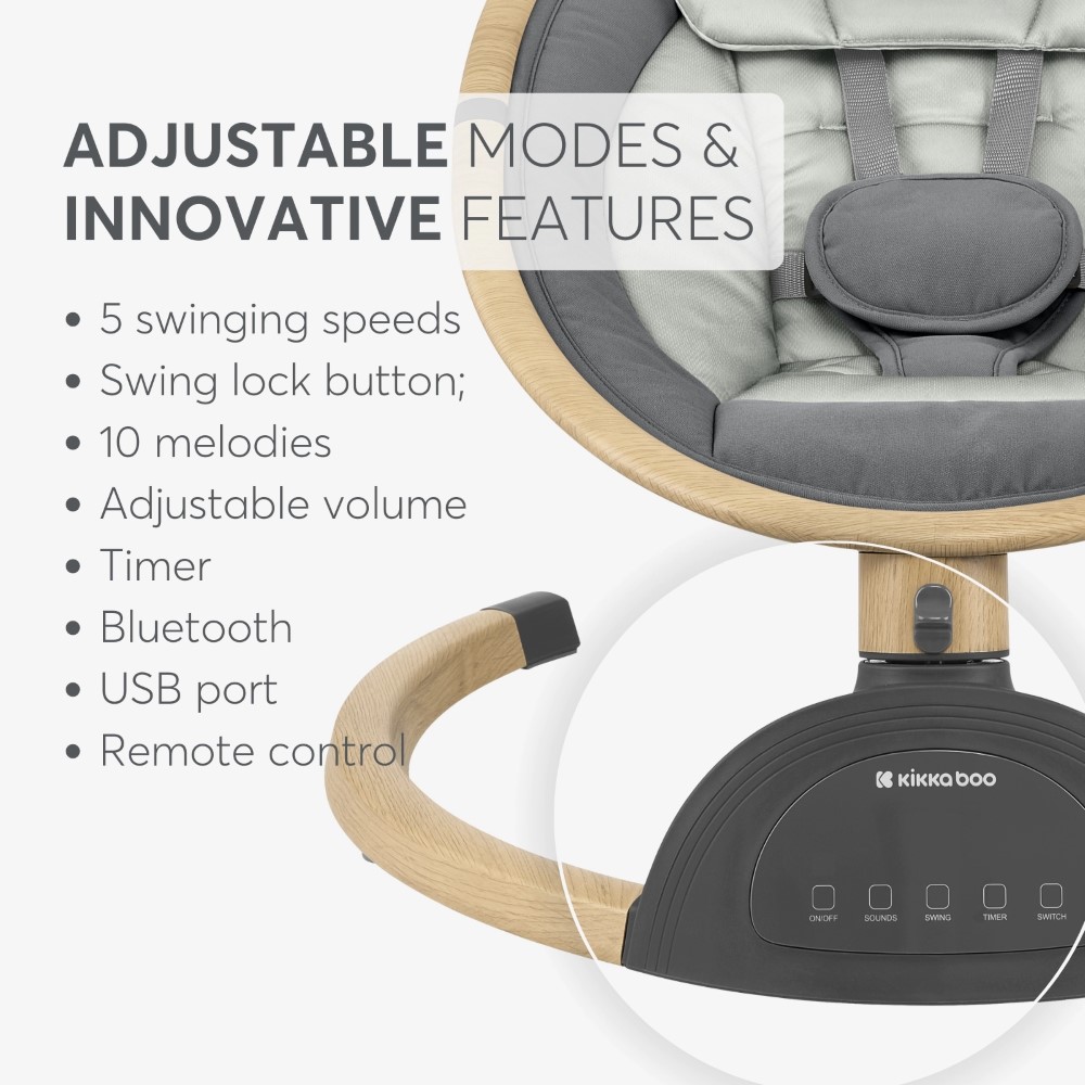 Η φωτογραφία δείχνει Η ηλεκτρική κούνια ASHLEE μπορεί να χρησιμοποιηθεί από νεογέννητα βάρους έως 9 κιλών.