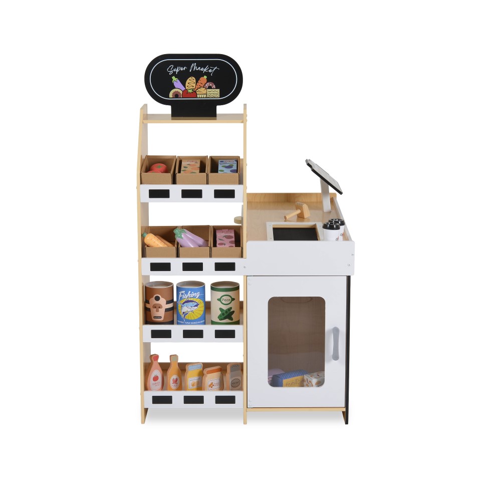 Εμπνεύστε τη φαντασία και το παιχνίδι ρόλων του παιδιού σας με αυτό το ξύλινο παιδικό κατάστημα Moni Toys με ρεαλιστικό σχεδιασμό! Το σετ παρέχει όλα όσα χρειάζονται για ένα διασκεδαστικό και εκπαιδευτικό παιχνίδι 