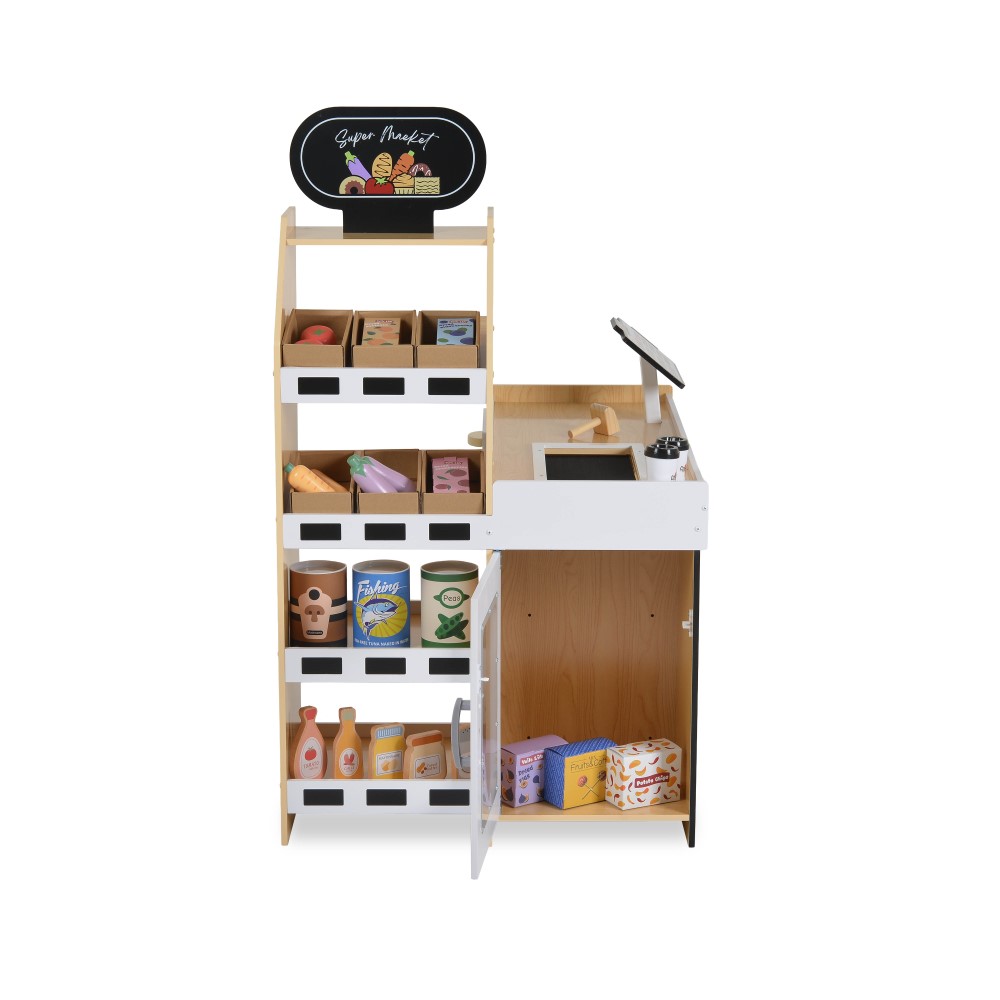 Εμπνεύστε τη φαντασία και το παιχνίδι ρόλων του παιδιού σας με αυτό το ξύλινο παιδικό κατάστημα Moni Toys με ρεαλιστικό σχεδιασμό! Το σετ παρέχει όλα όσα χρειάζονται για ένα διασκεδαστικό και εκπαιδευτικό παιχνίδι 