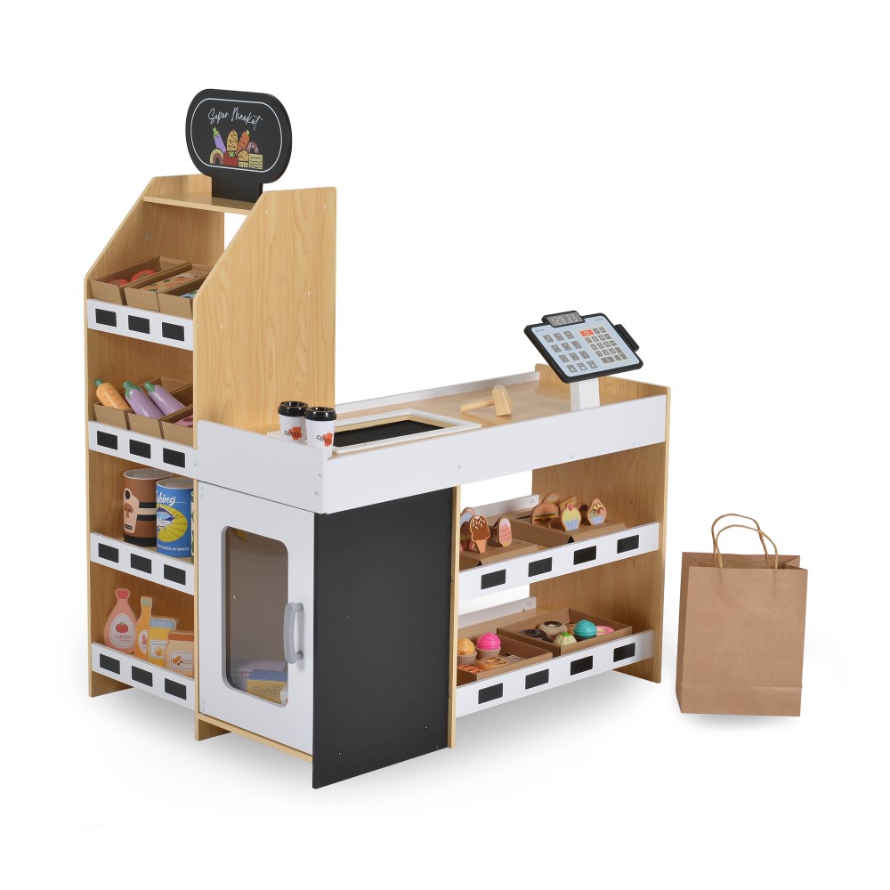 Εμπνεύστε τη φαντασία και το παιχνίδι ρόλων του παιδιού σας με αυτό το ξύλινο παιδικό κατάστημα Moni Toys με ρεαλιστικό σχεδιασμό! Το σετ παρέχει όλα όσα χρειάζονται για ένα διασκεδαστικό και εκπαιδευτικό παιχνίδι 