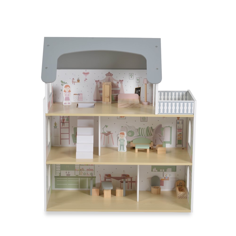 Φέρτε ατελείωτες ώρες ευφάνταστου παιχνιδιού με το όμορφο Ξύλινο Κουκλόσπιτο Ema από την Moni Toys σε τρεις ορόφους! Με τον ρεαλιστικό σχεδιασμό του και τις πολλαπλές επιλογές παιχνιδιού, αυτό το κουκλόσπιτο ενθαρρύνει το παιχνίδι ρόλων, τη δημιουργικότητα και την ανάπτυξη κοινωνικών δεξιοτήτων.