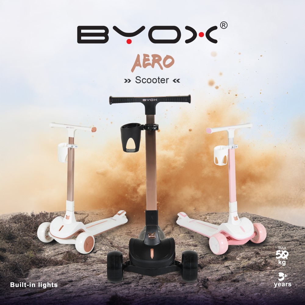 Παιδικό Scooter Aero από την Byox – Στυλ, Ασφάλεια & Διασκέδαση σε Ένα!Δώστε στο παιδί σας την ελευθερία να κινείται με σιγουριά και χαρά! Το Aero είναι ένα σκούτερ σχεδιασμένο με φροντίδα για μικρούς εξερευνητές ηλικίας 3 ετών και άνω.