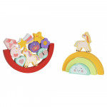 Η φωτογραφία δείχνει Με το ξύλινο παζλ ισορροπίας 2 σε 1 με ζώα, η διασκέδαση συμβαδίζει με τη μάθηση.