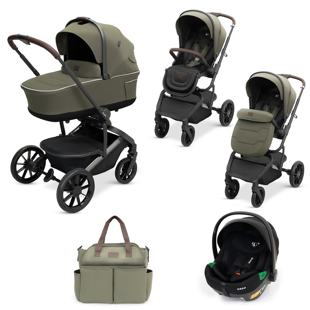 Η φωτογραφία δείχνει Dovadi Fly 3 σε 1 Forest Green – Στυλ, άνεση & πρακτικότητα σε κάθε βόλταΓιατί να το επιλέξετεΤο πολυκαρότσι Dovadi Fly 2 σε 1 σε κομψό χρώμα Forest Green είναι η ιδανική επιλογή για γονείς που αναζητούν μοντέρνο design, πρακτικές λύσεις και απόλυτη ασφάλεια.