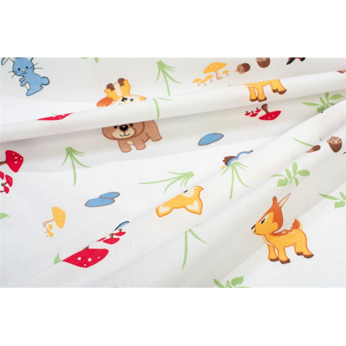 Σεντόνια Εμπριμέ Σετ 3 τεμ bebe Forest Animals 570 120X160 White-Sky Blue 100% Cotton 31112221049