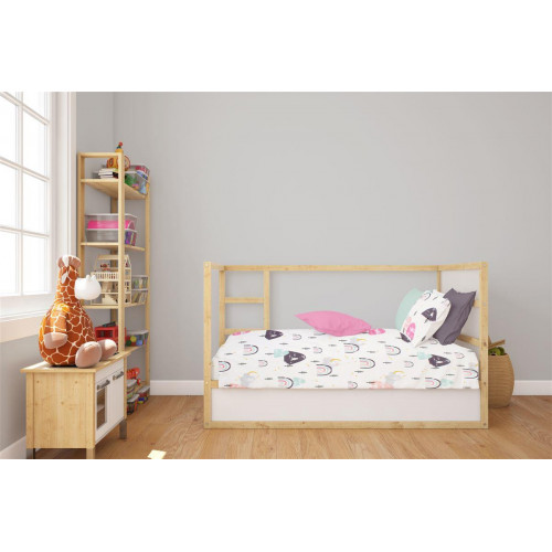 Κατωσέντονο Με Λάστιχο bebe Rainbow 575 0,70X1,40X0,15 White-Pink 100% Cotton 31112019054