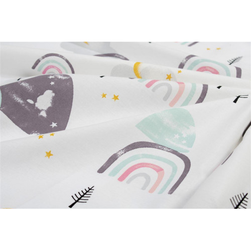 Κατωσέντονο Με Λάστιχο bebe Rainbow 575 0,70X1,40X0,15 White-Pink 100% Cotton 31112019054