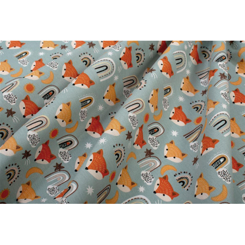Σεντόνια Εμπριμέ Σετ 3 τεμ bebe Fox 528 120X160 Pale Cyan 100% Cotton 31112221057