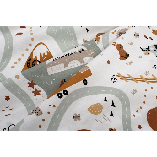 Σεντόνια Εμπριμέ Σετ 3 τεμ bebe Countryside 580 120X160 White-Mint 100% Cotton 31112221059