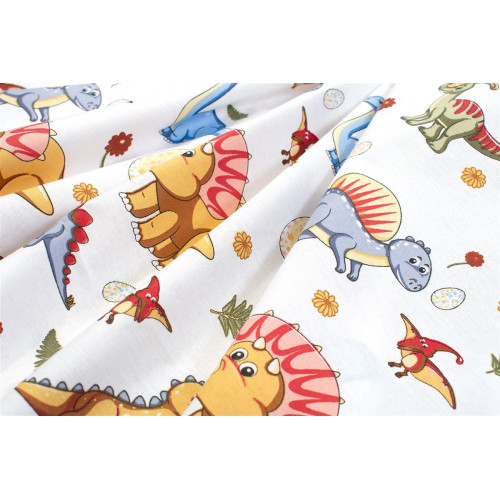 Σεντόνια Εμπριμέ Σετ 3 τεμ bebe Dinosaur 519 120X160 White-Blue 100% Cotton 31112221060