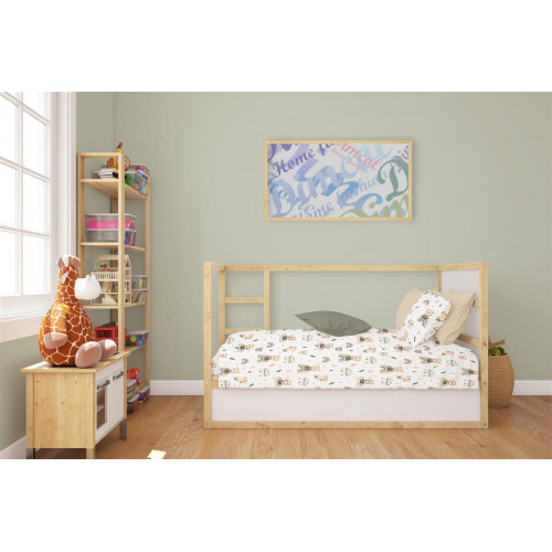 Κατωσέντονο Με Λάστιχο bebe Cloudy Bear 581 0,70X1,40X0,15 White-Olive 100% Cotton 31112019061
