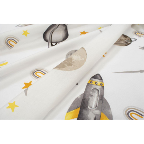 Κατωσέντονο Με Λάστιχο bebe Space Mission 183 0,70X1,40X0,15 White-Grey 100% Cotton 31112019052