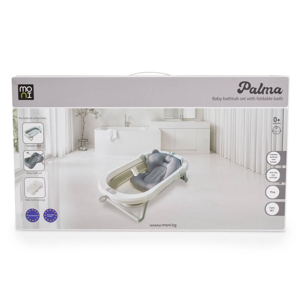 Η φωτογραφία δείχνει Σετ Μπάνιου 3 Τεμαχίων με Πτυσσόμενη Μπανιέρα Palma, Moni – Άνεση και Ευκολία από την Πρώτη Μέρα!Μετατρέψτε την ώρα του μπάνιου σε μια χαρούμενη εμπειρία με αυτό το πρακτικό και κομψό σετ, ειδικά σχεδιασμένο για τα μικρά παιδιά.