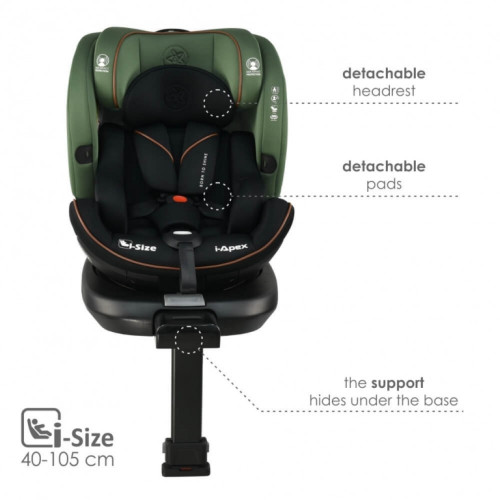 BEBE STARS ΚΑΘΙΣΜΑ ΑΥΤΟΚΙΝΗΤΟΥ I-APEX I-SIZE 360° 40-150cm GREEN 916-176
