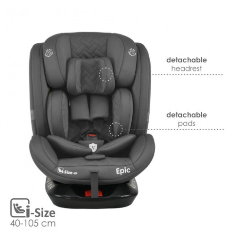 BEBE STARS ΚΑΘIΣΜΑ ΑΥΤOKINHΤΟΥ EPIC ISOFIX I-SIZE 360° SMOKED GREY 921-186