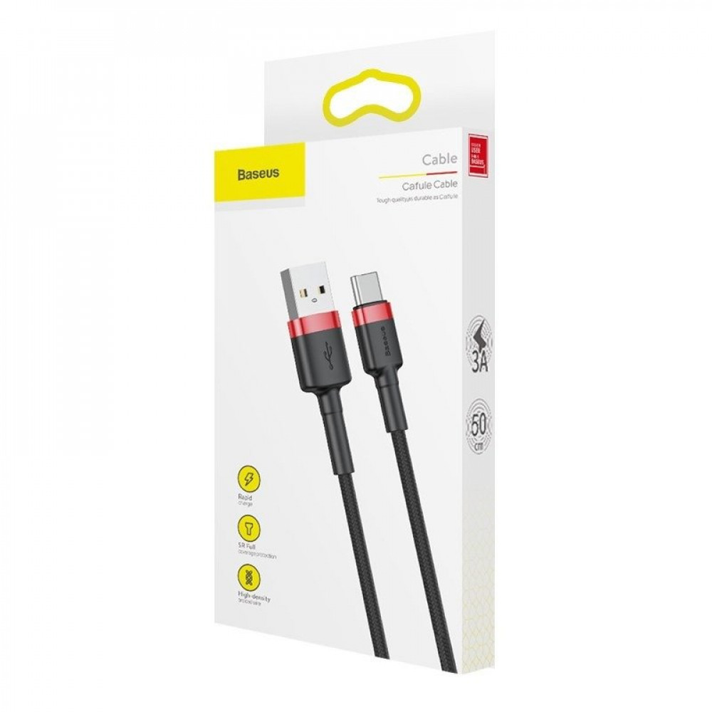 Baseus Cafule Braided USB 2.0 Cable USB-C male - USB-A male Black/Red 3m (CATKLF-U91)