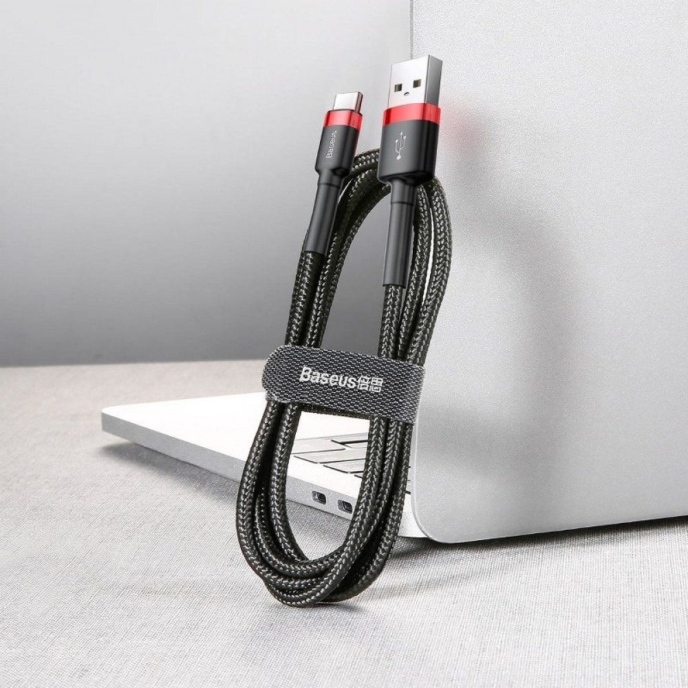 Baseus Cafule Braided USB 2.0 Cable USB-C male - USB-A male Black/Red 3m (CATKLF-U91)